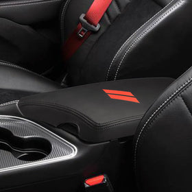 INTGET armrest next to ruler showing size and full console coverage