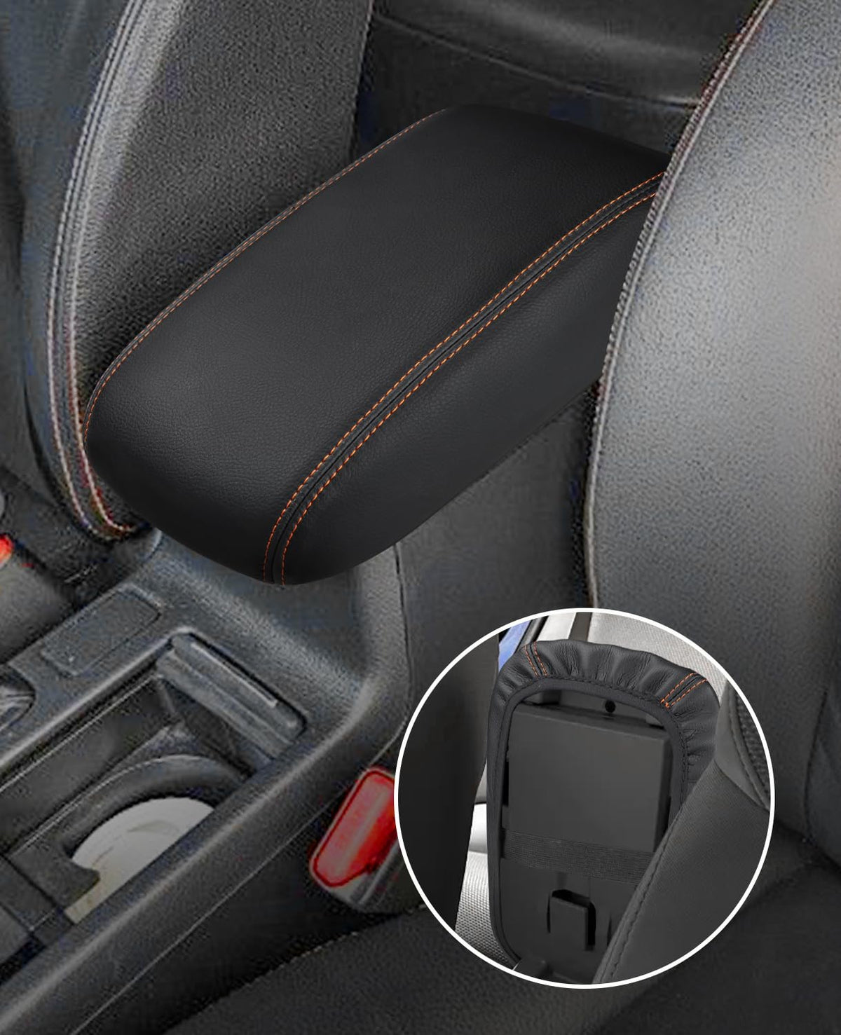 INTGET size comparison on console lid showing coverage and exact fit for Crosstrek