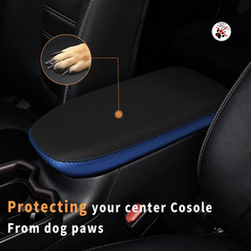 INTGET close-up of microfiber leather and blue stitching for durable comfort