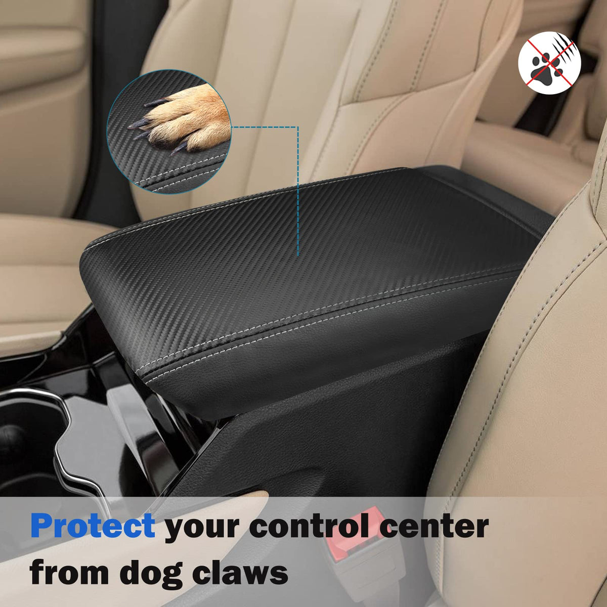 INTGET dog sitting on armrest cover showing pet comfort and better grip