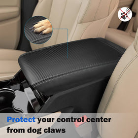 INTGET dog sitting on armrest cover showing pet comfort and better grip