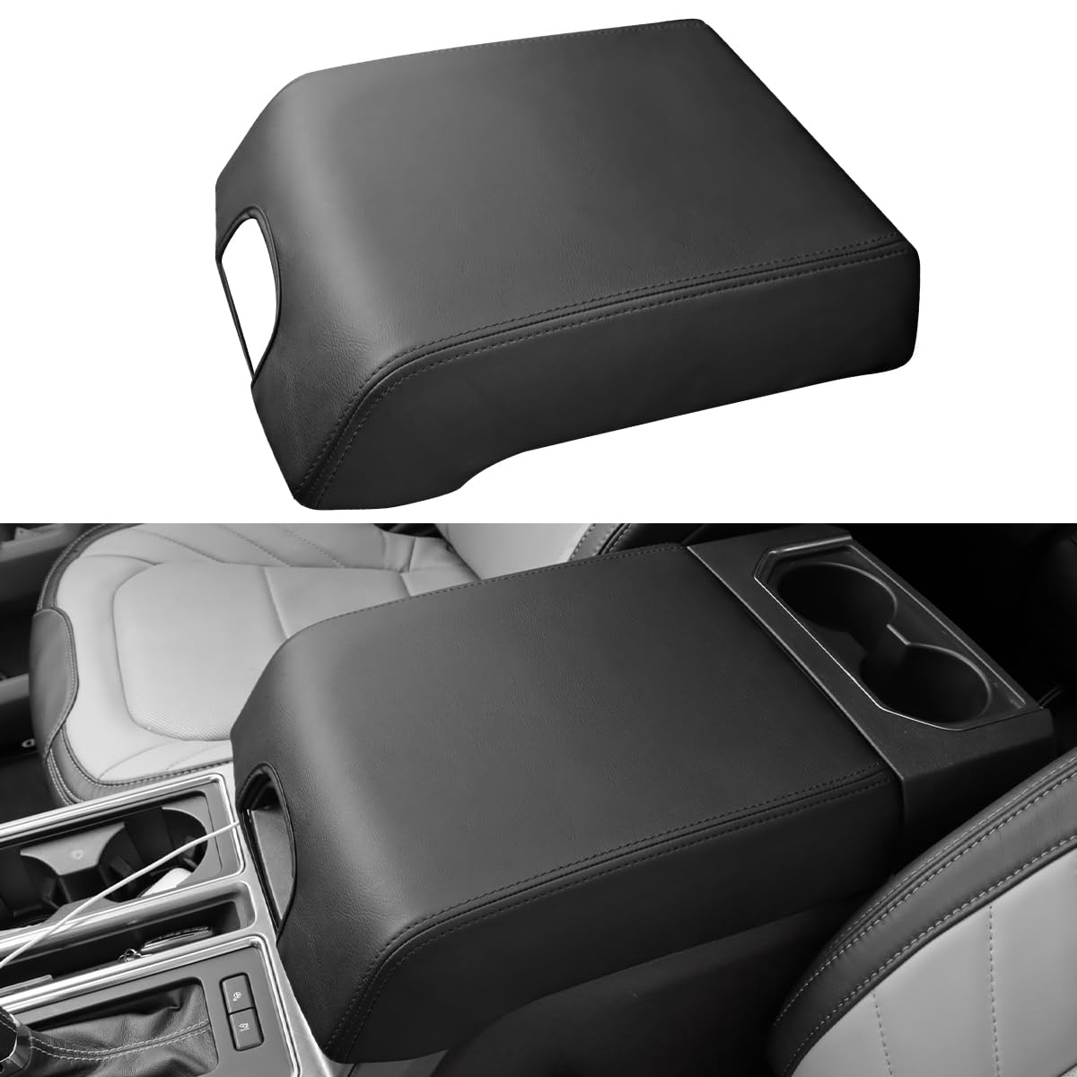 INTGET front view of armrest cover showing full top protection and neat fit
