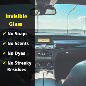 Invisible Glass before and after windshield demonstrating streak-free clarity