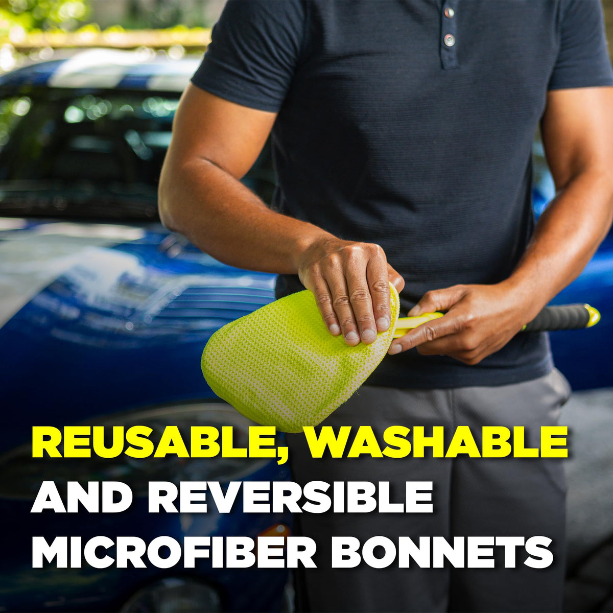Invisible Glass extendable handle detail illustrating reach advantage