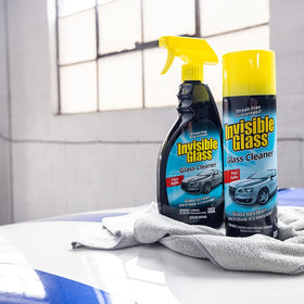 Invisible Glass product label visible with usage and safety benefits