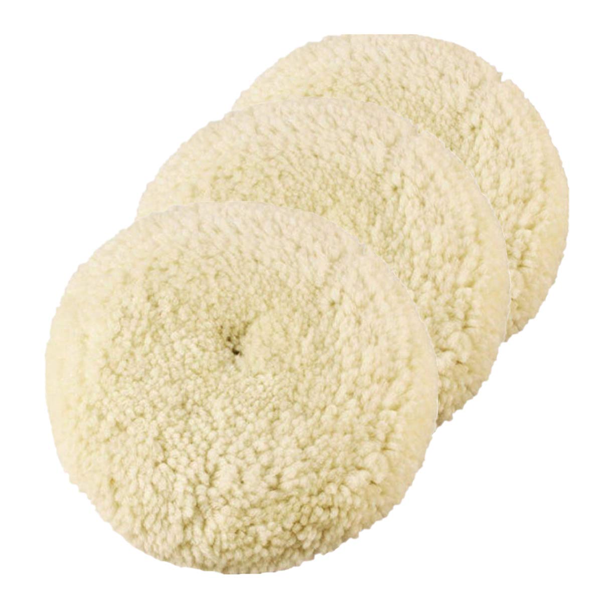 INZOEY front view of 3-pack 7-inch wool pads showing contents and size benefit