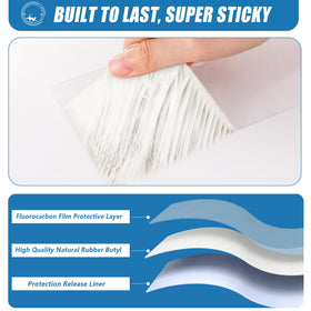 IONCAT tape with peeled backing showing adhesive layer for instant sealing