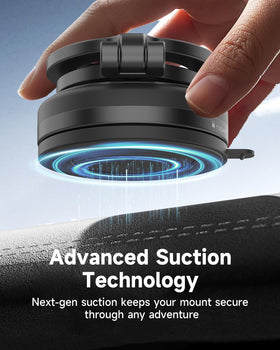 iOttie vacuum-suction detail demonstrating secure lock and residue-free removal benefit