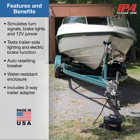 Innovative Products of America MUTT plugged into trailer 7-way socket demonstrating lighting and signal simulation