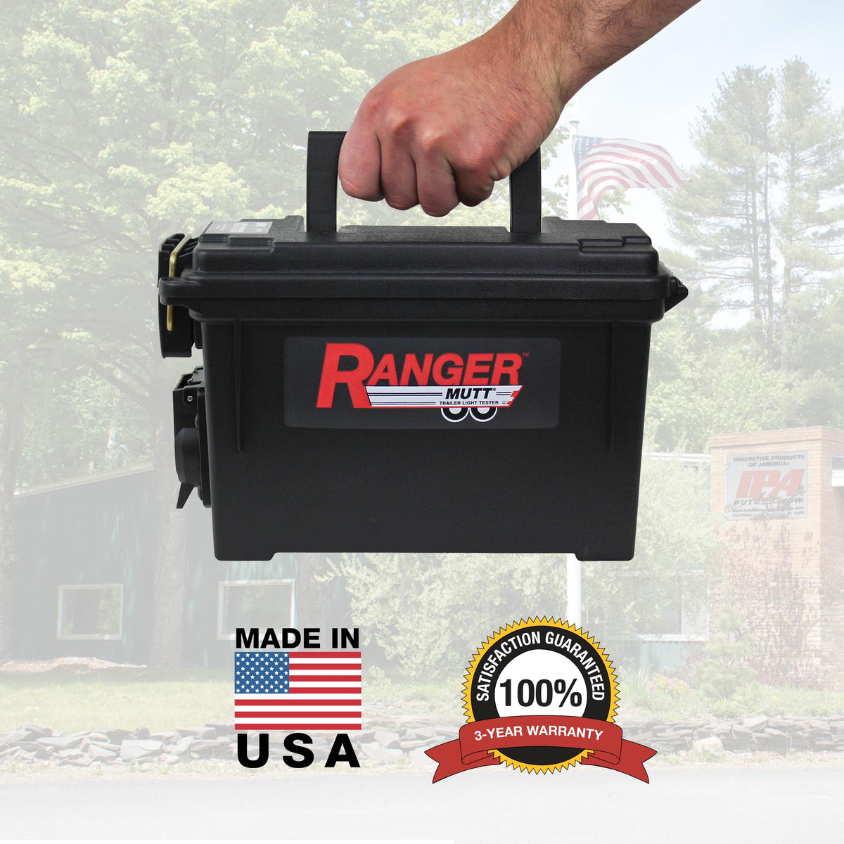 Innovative Products of America MUTT testing trailer electric brake output in a garage to verify brake circuit function