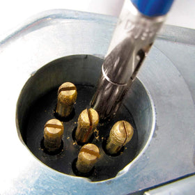 Innovative Products of America tool in use cleaning a 7-way flat terminal to restore contact