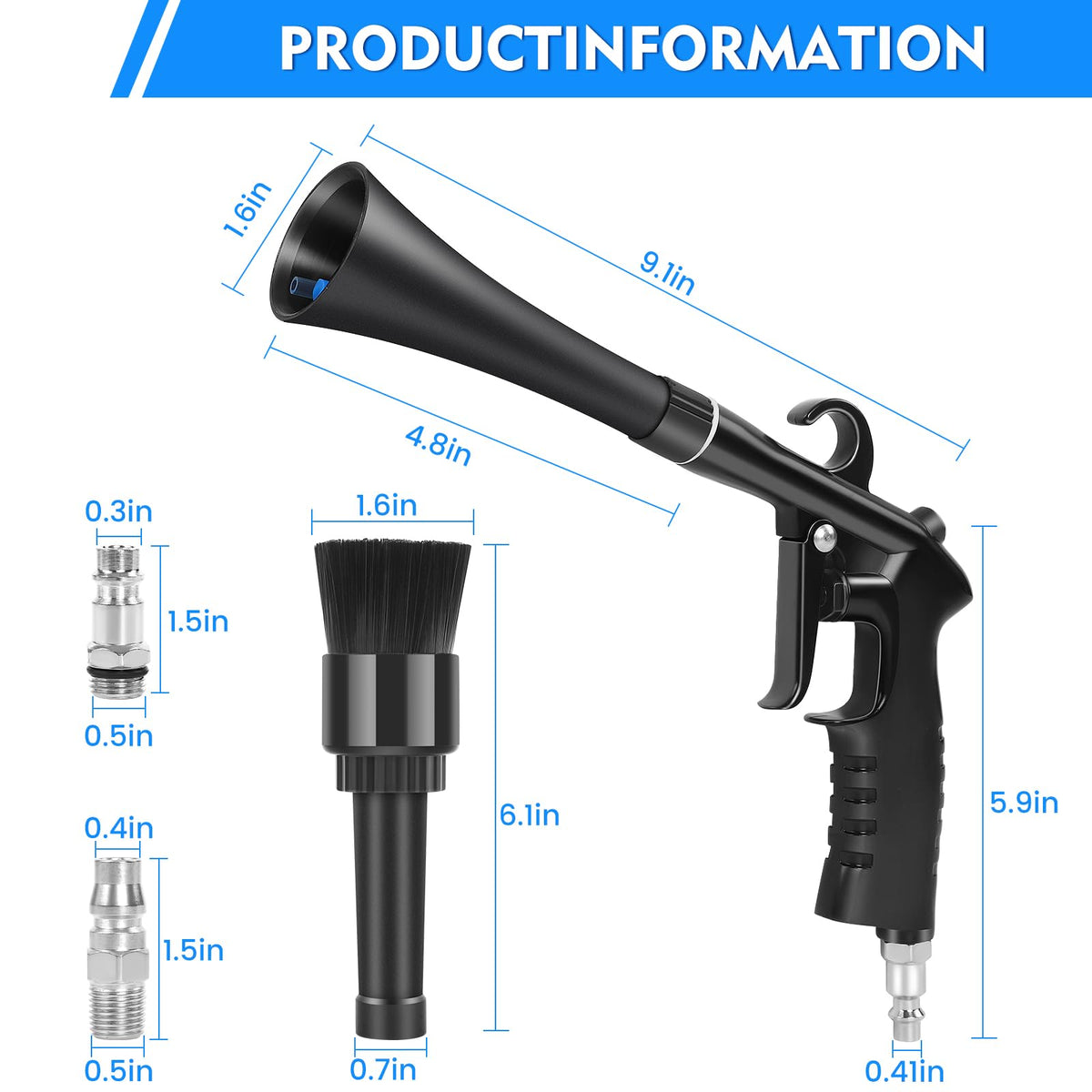 IPELY accessories and adapters laid out showing universal compressor compatibility