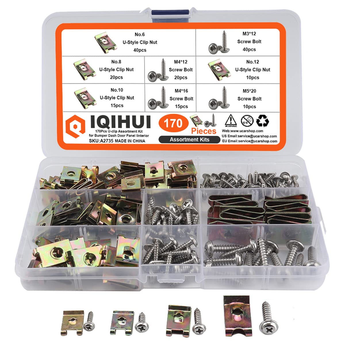 IQIHUI front packaging showing 170pcs kit and complete contents for fast repairs