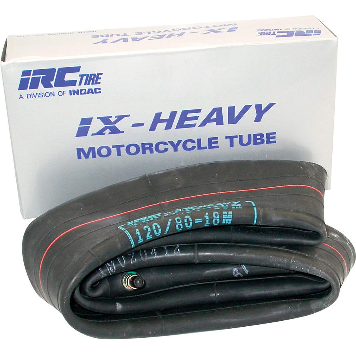 IRC heavy-duty tube front packaging showing label and size, durable replacement benefit