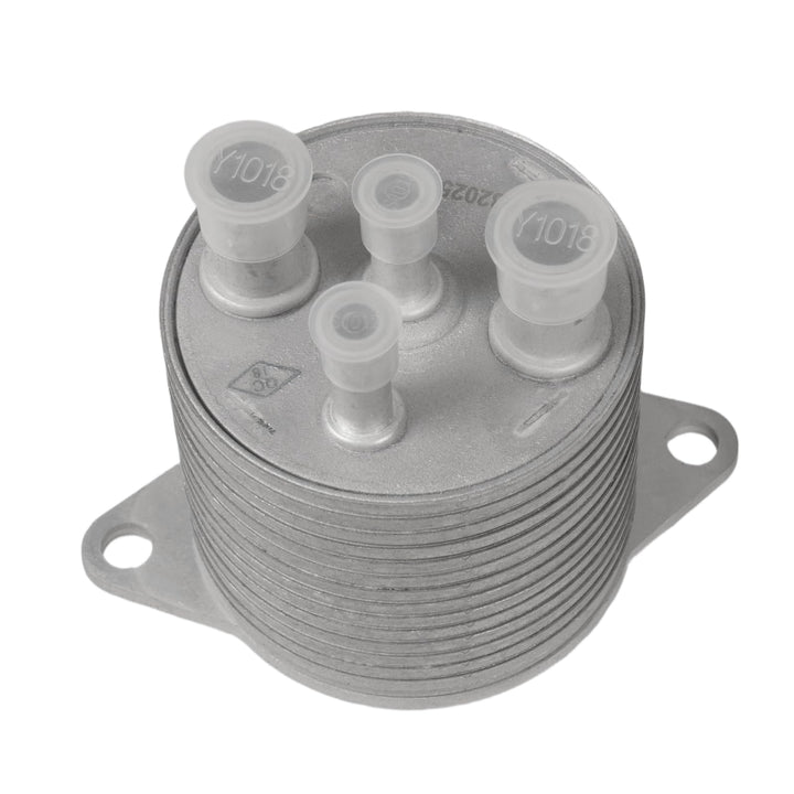 IRIEQU front view of oil cooler showing ports and mounting for accurate fit