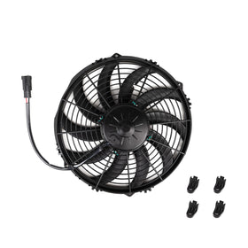 IRIEQU condenser fan front view showing full assembly and fitment benefit