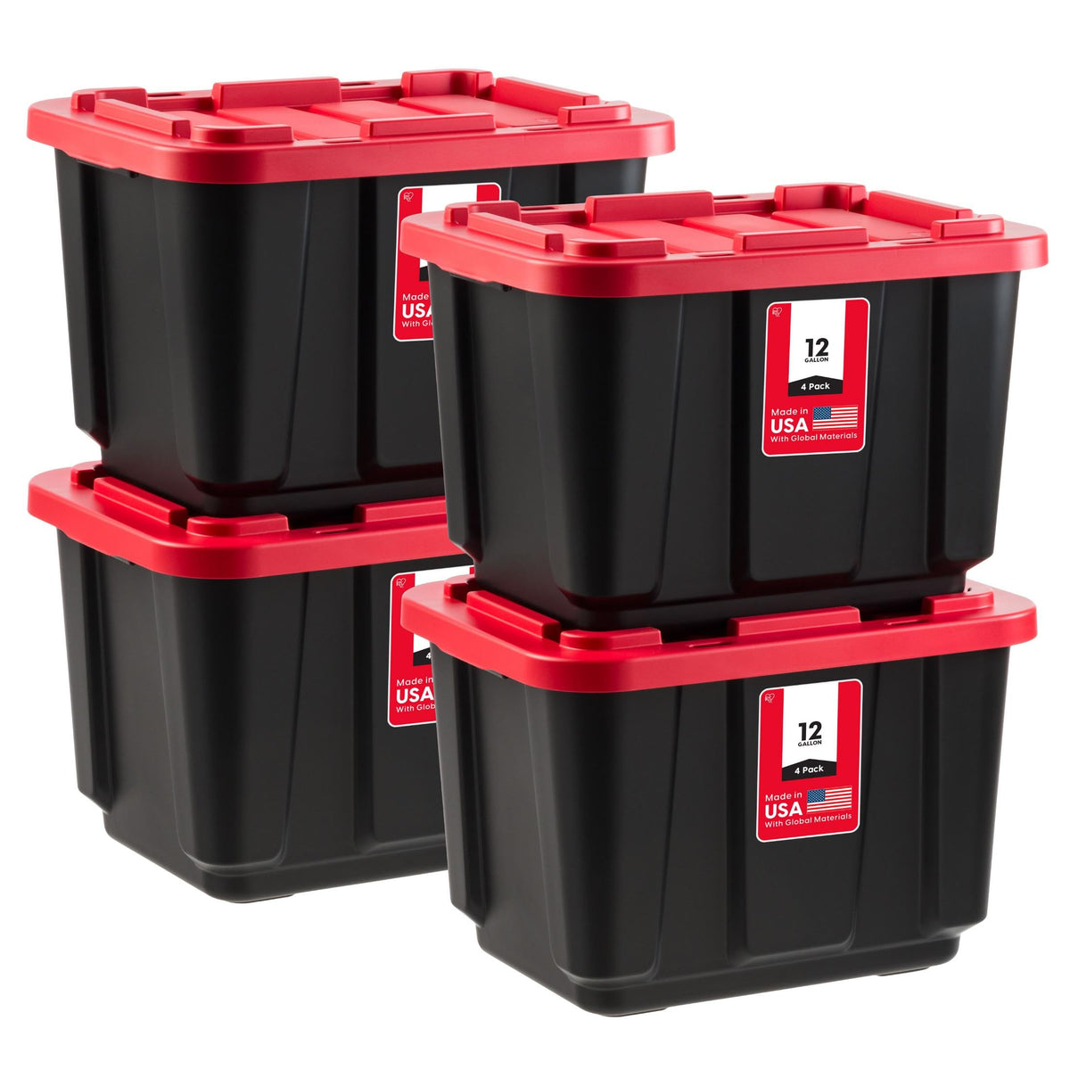 IRIS USA front view of red tote showing durable body and sealed lid for protection