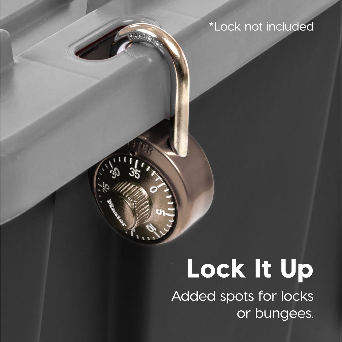 IRIS USA molded handle and lock slot showing easier carrying and security