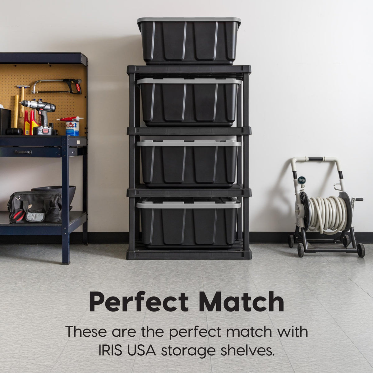 IRIS USA nested empty totes showing space-saving nesting benefit