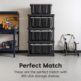 IRIS USA nested empty totes showing space-saving nesting benefit