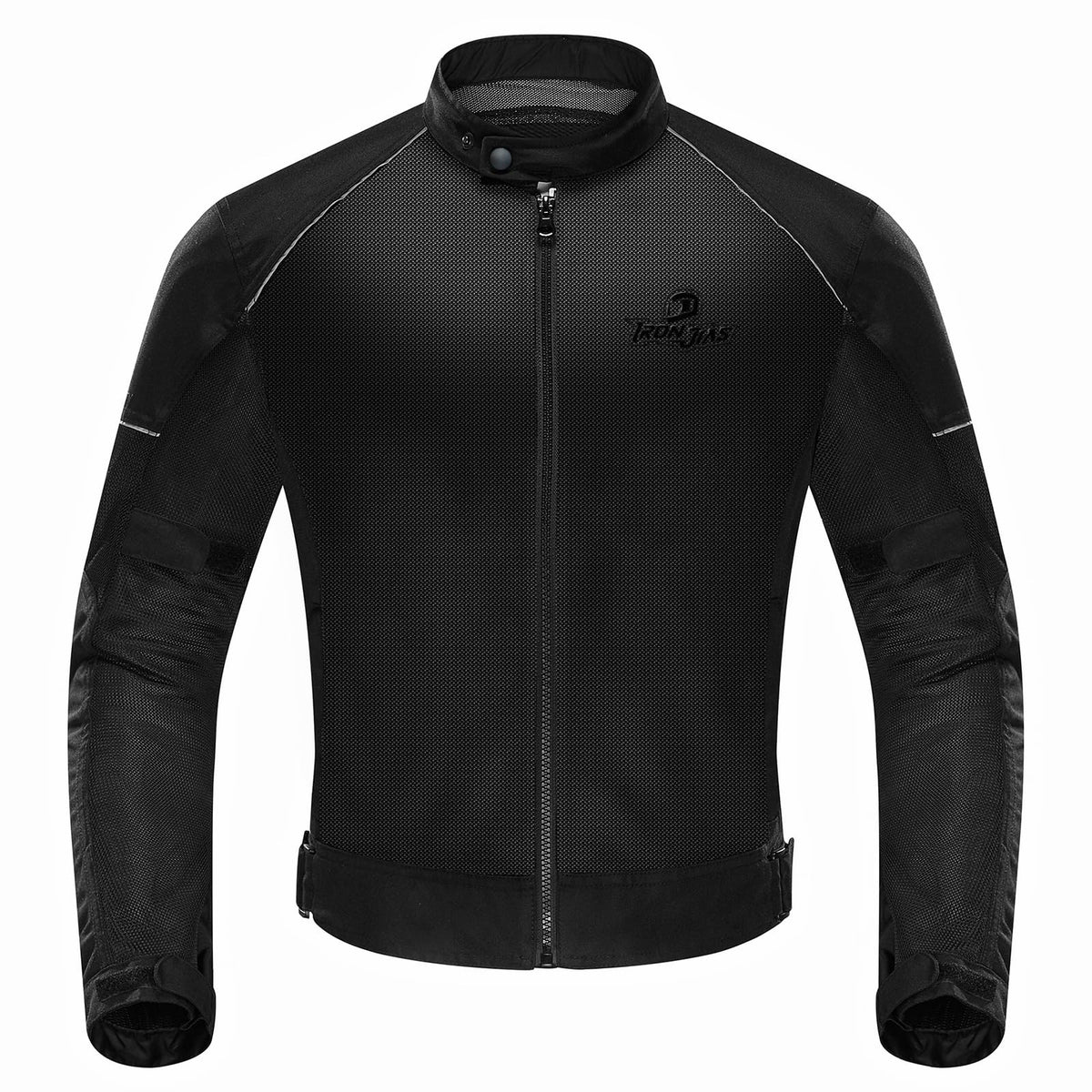 IRON JIA'S front view of jacket showing fit and ventilation benefits