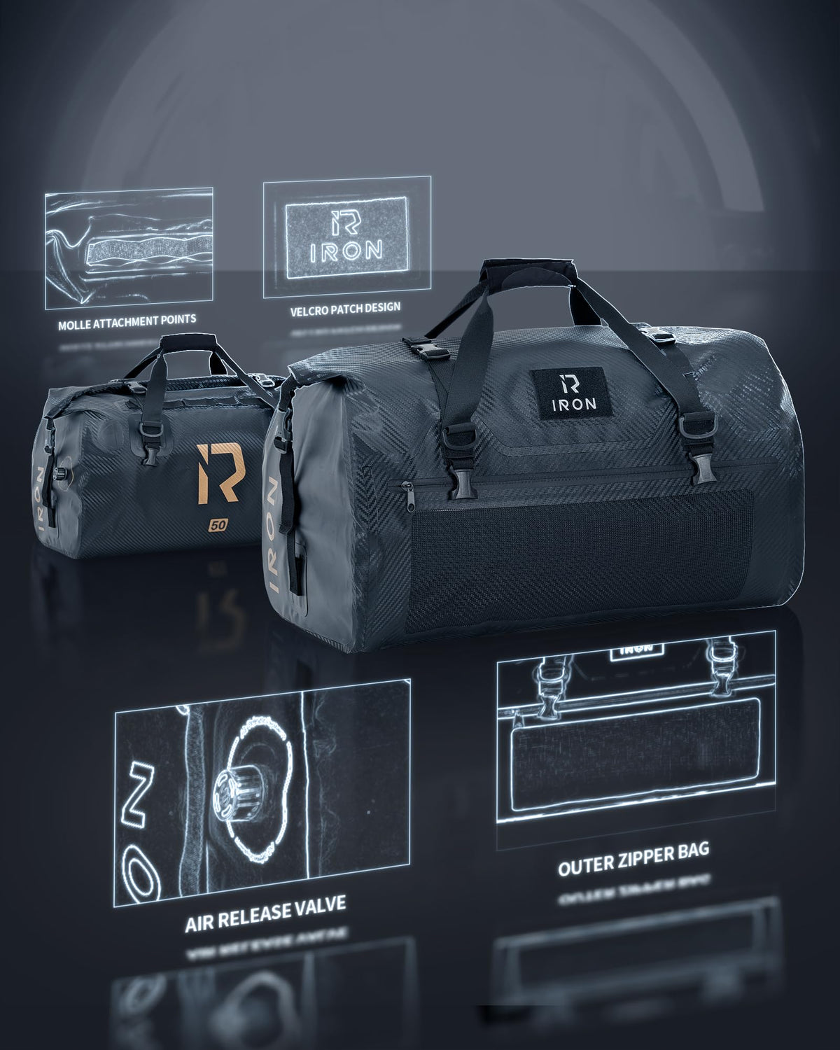 IRON JIA'S bag mounted on a motorcycle showing quick installation and stable transport benefit