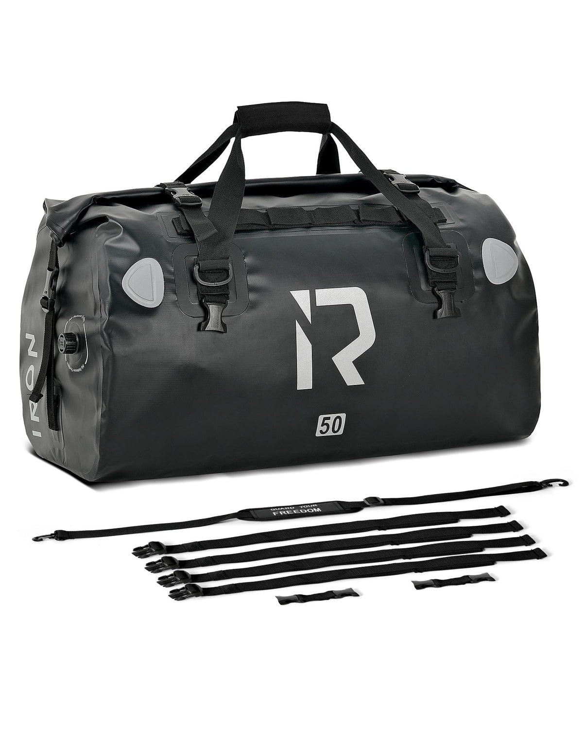IRON JIA'S mesh pocket and air valve detail for quick access and capacity control