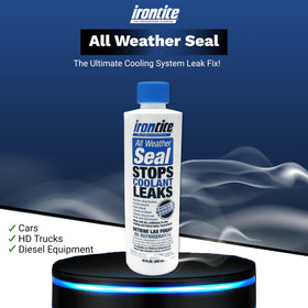IRONTITE being poured into coolant reservoir for quick leak repair