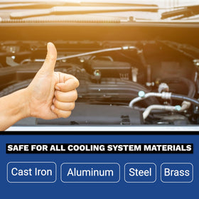 IRONTITE next to radiator components highlighting material compatibility
