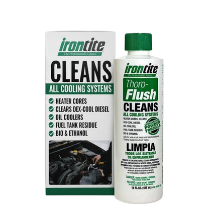IRONTITE Thoro-Flush front packaging showing clear product details and benefits