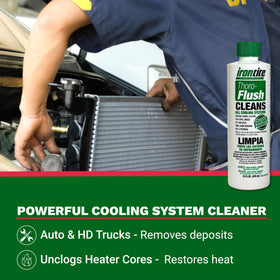 IRONTITE Thoro-Flush being poured into a radiator to quickly dissolve deposits