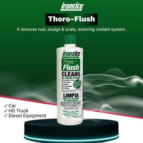 IRONTITE Thoro-Flush powder texture close-up illustrating concentrated formula