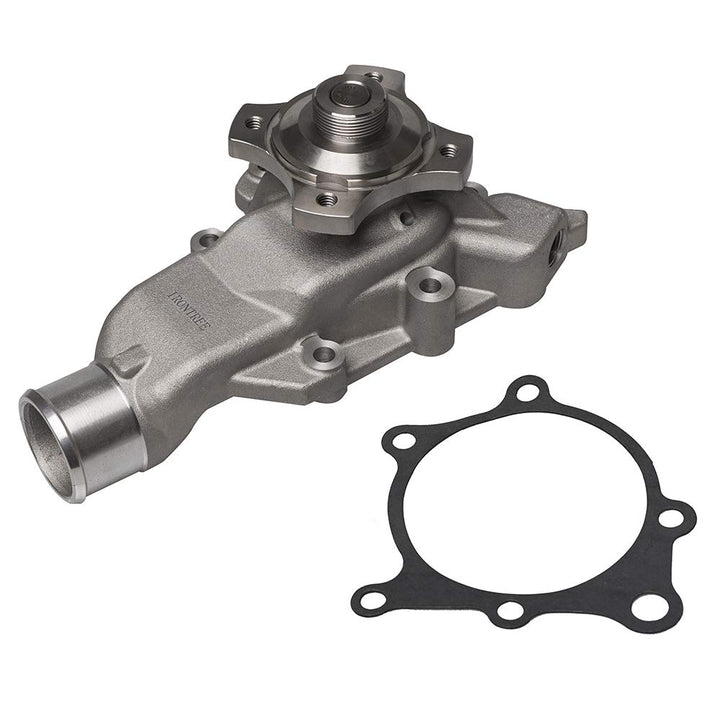 IRONTREE water pump front view showing mounting points and fitment benefit