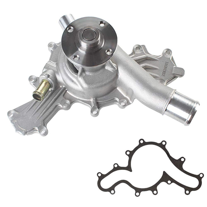 IRONTREE water pump front view showing mounting flange and fitment benefits