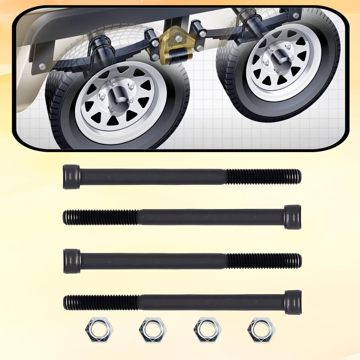 Isayokgo center bolt installed in leaf spring pack showing proper alignment benefit