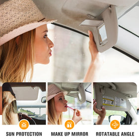 ISEYEC visor vanity mirror with light open demonstrating convenience