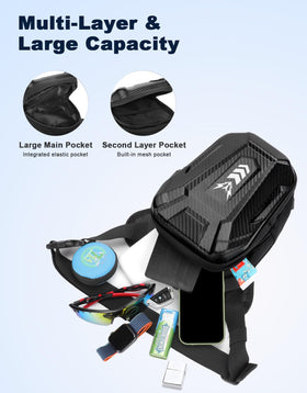 ISEYOU leg bag worn by motorcycle rider for quick access and hands-free convenience