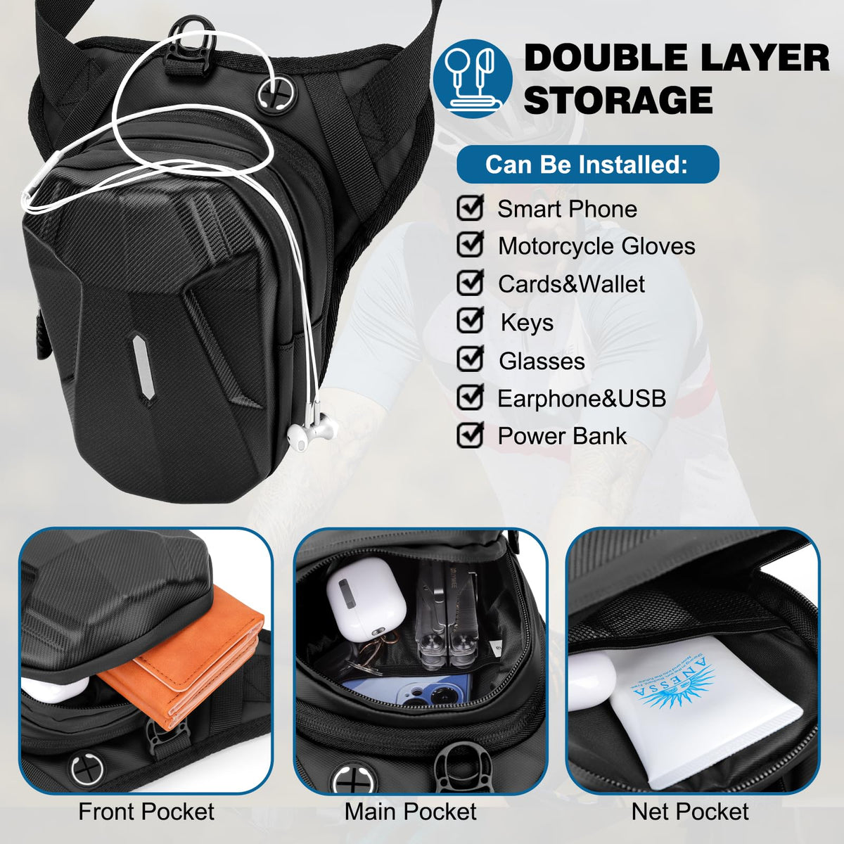 ISEYOU adjustable leg strap detail showing secure fit and customizable comfort