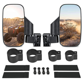 ISSYZONE front-mounted mirror on roll bar showing clear rear view benefit