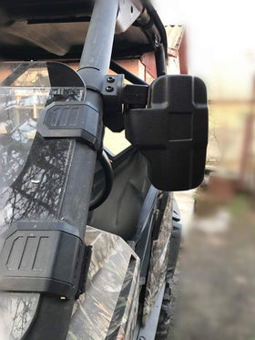ISSYZONE mirror on UTV in trail setting illustrating improved safety while riding