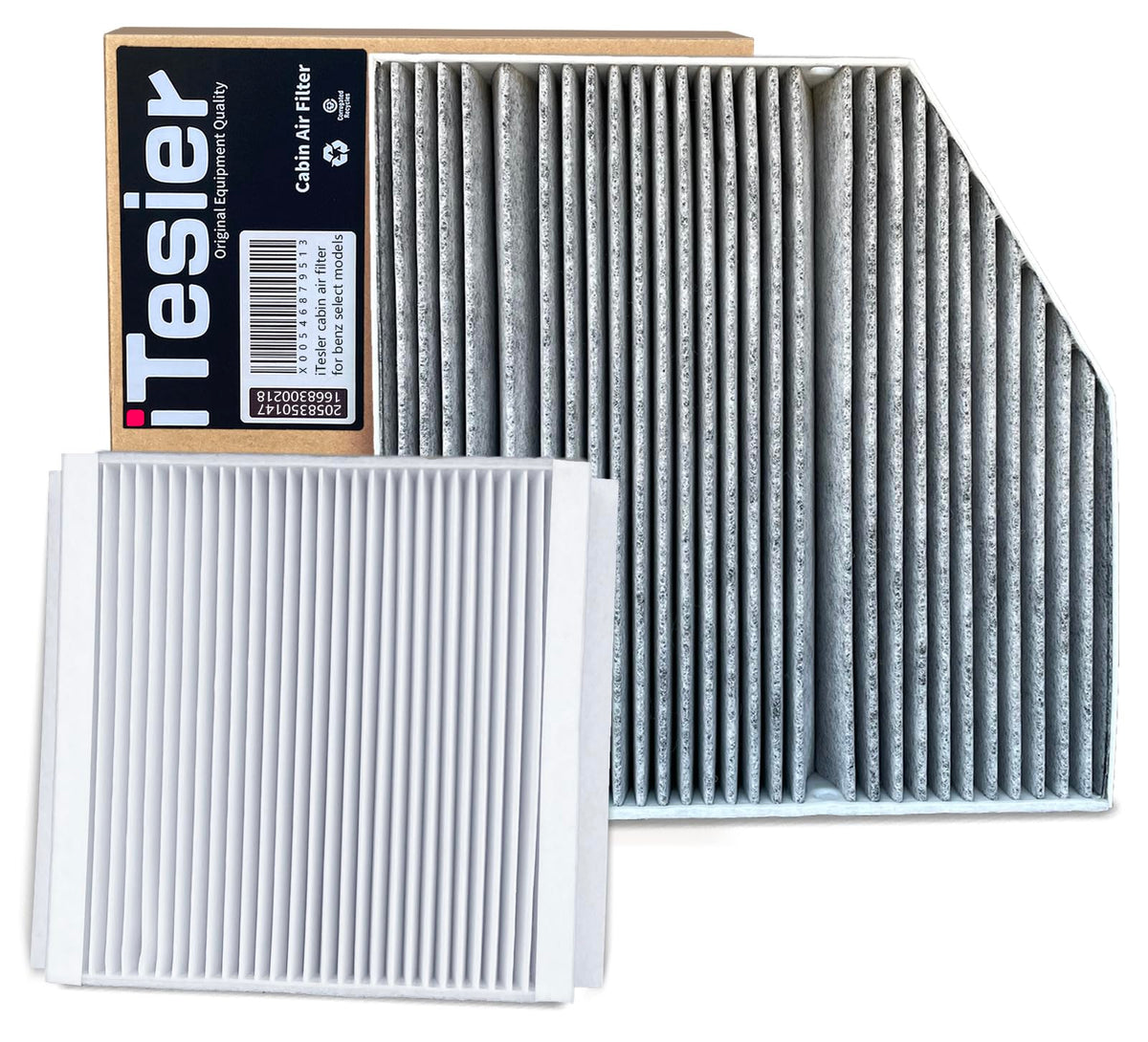 ITESIER label and part numbers on filter packaging matching OEM references