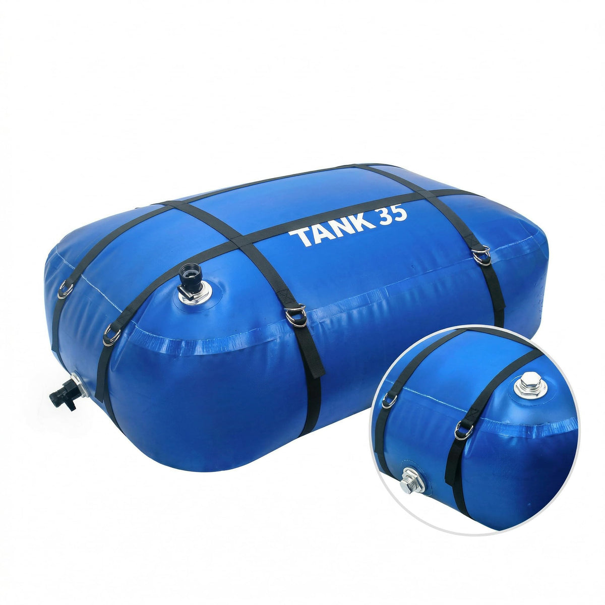 ITRAZ front view showing folded and expanded bladder for easy storage
