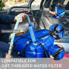 ITRAZ bladder next to backpack to show compactness and portability