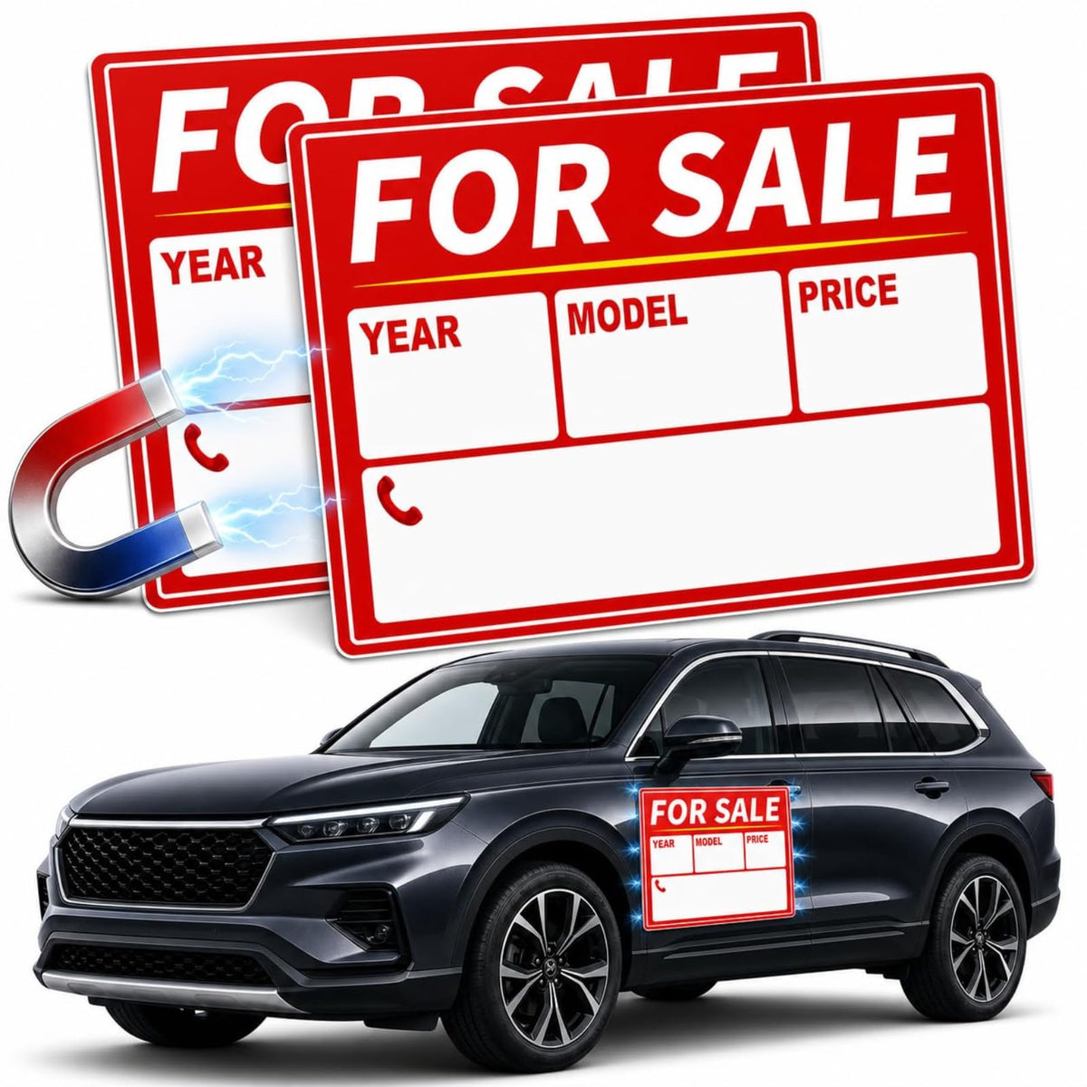 IUDER front view magnet showing bold for sale lettering and high visibility
