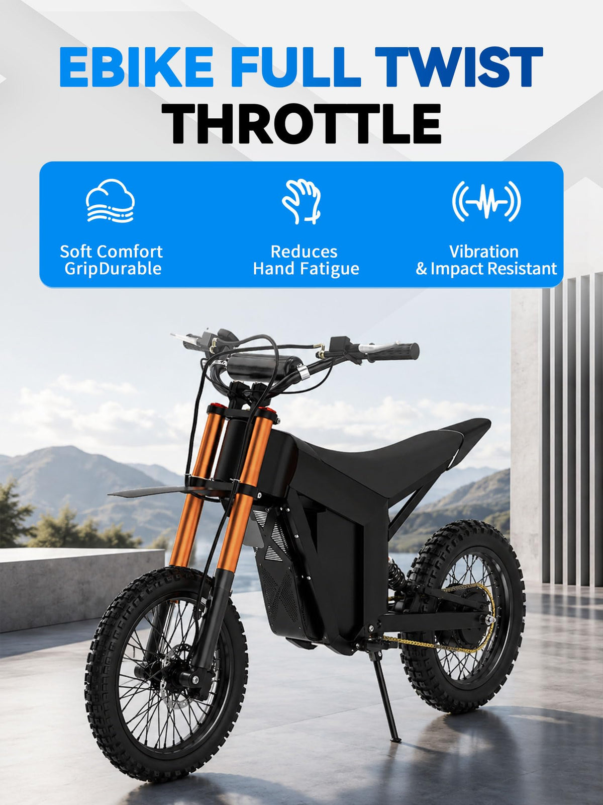 IUVWISN throttle on dirt bike in trail setting showing reliable performance benefit