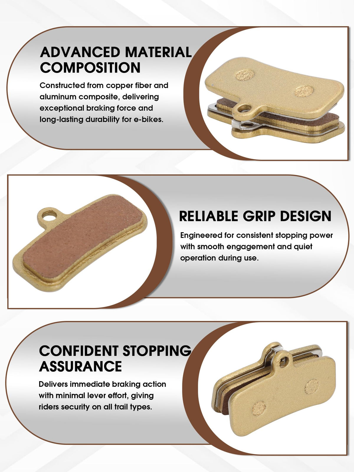 IUVWISN brake pads mounted on disc illustrating improved control benefit