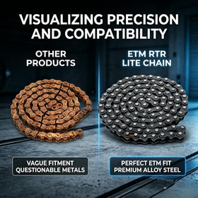 IUVWISN chain beside ruler for scale showing accurate 114 links