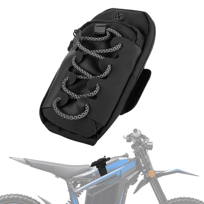 IUVWISN front view of frame battery bag mounted on frame showing slim profile and secure fit