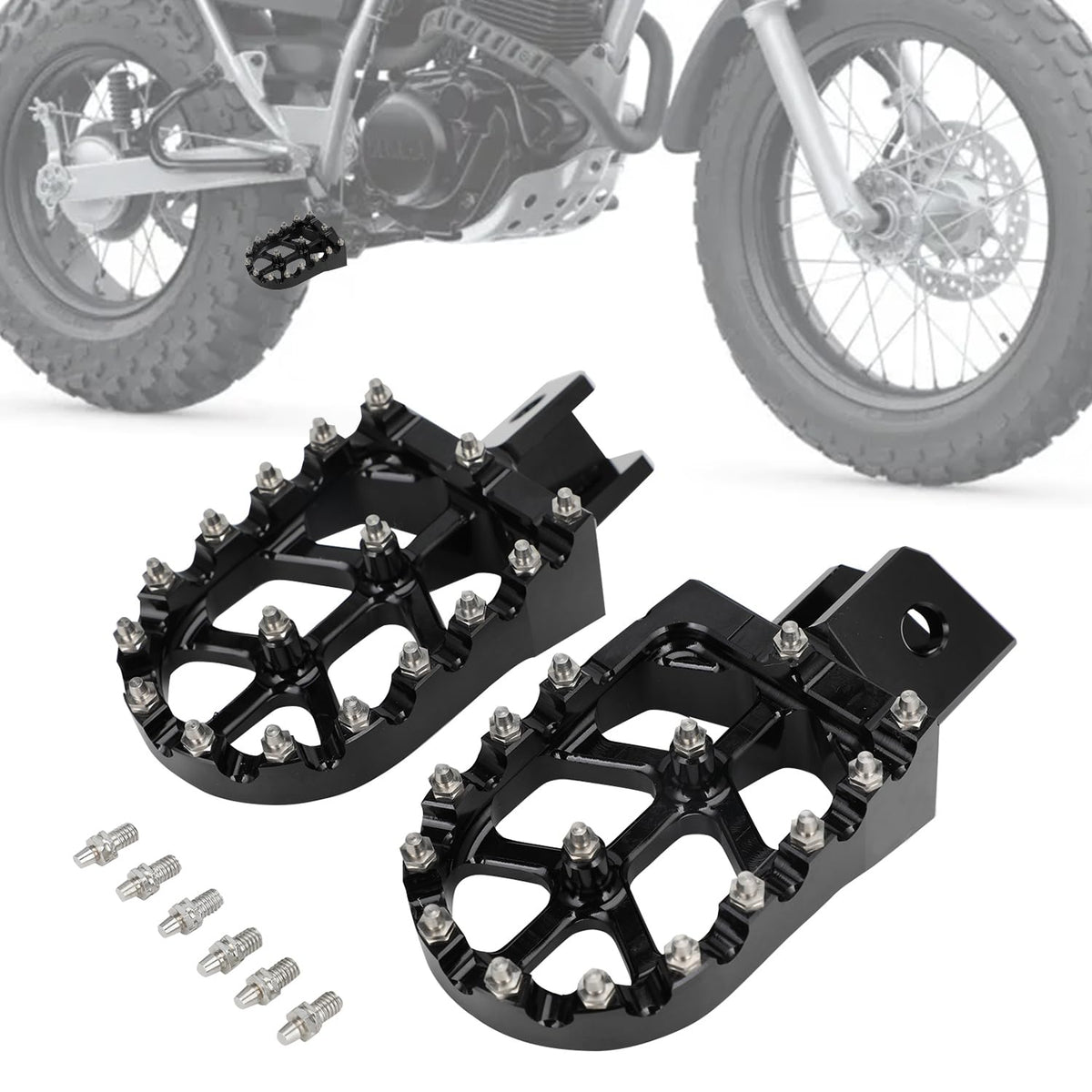 IUVWISN front view showing wider foot pegs for improved stability
