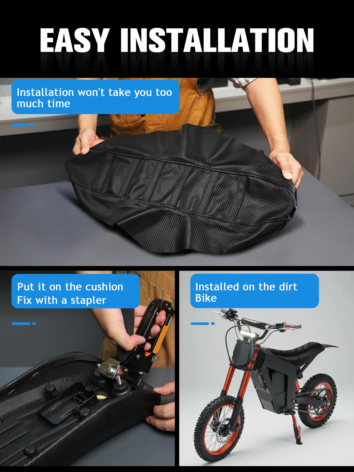 IUVWISN installation with stapler demonstrating easy secure fastening